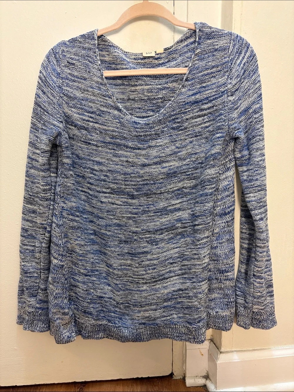 GAP Blue Marled Scoopneck Knit Sweater Size Medium